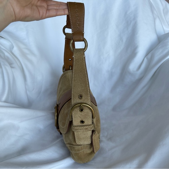 SOLD 🔴 Coach Soho Shoulder bag buckle bag 9692 suede leather tan brown vintage - Picture 14 of 17